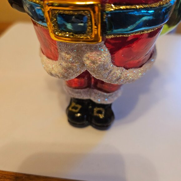 glassware art studio jolly Santa ornament 6.5' made in Poland - Picture 10 of 11